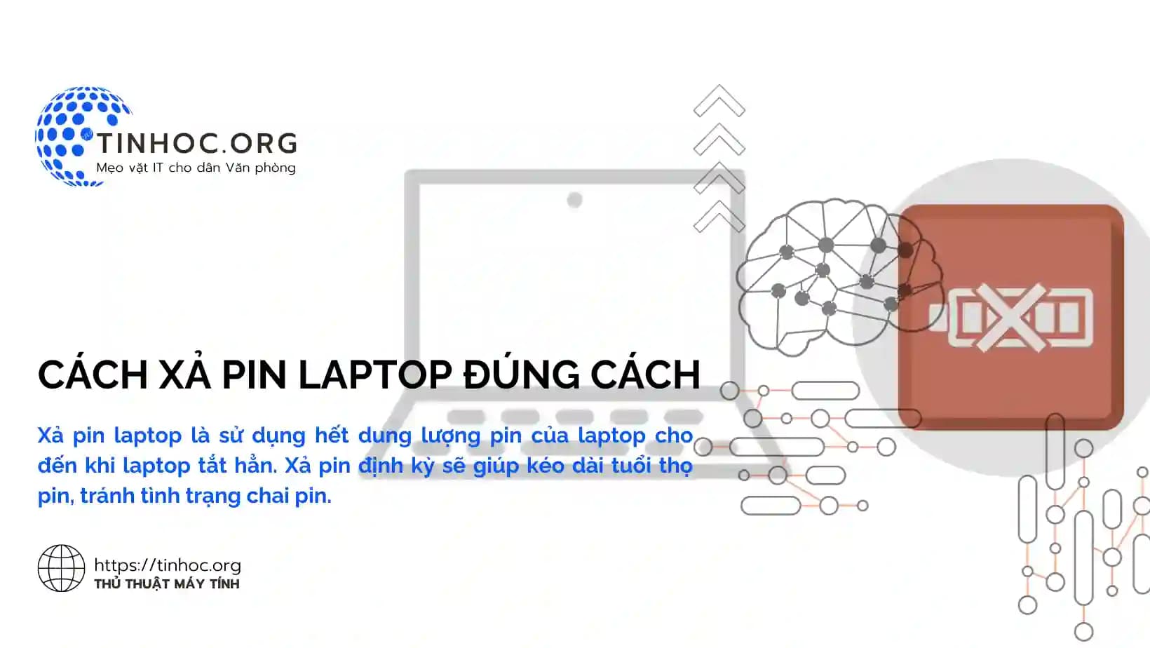 Xả pin laptop là sử dụng hết dung lượng pin của laptop cho đến khi laptop tắt hẳn. Xả pin định kỳ sẽ giúp kéo dài tuổi thọ pin, tránh tình trạng chai pin.